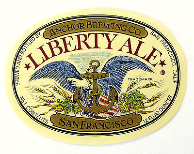 Anchor Brewing Co LIBERTY ALE beer  label CA 12 oz Semi-Gloss Finish and gold