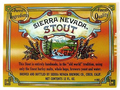 Sierra Nevada Brewing STOUT beer label CA 12oz  Var.#7