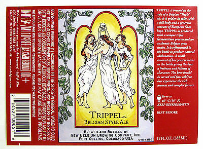 New Belgium TRIPPEL - BELGIAN STYLE ALE  beer label CO 12 oz IA-OR Refunds