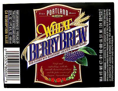 Portland Brewing WHEAT BERRYBREW beer label OR 22oz 9-state CRVs
