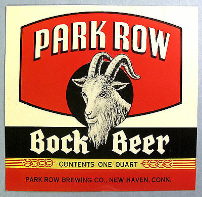 Park Row Brewing PARK ROW BOCK BEER label CT 32 oz