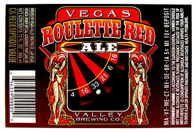 Vegas Valley Brewing ROULETTE RED ALE beer label NV