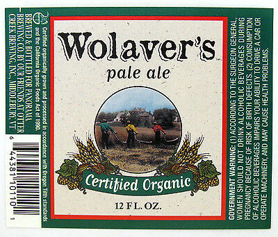 Panorama Brewing by Otter Creek Brewing WOLAVER'S PALE ALE label VT 12oz Var. #1