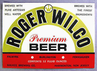 Waukee Brewing ROGER WILCO PREMIUM BEER label NJ 12OZ