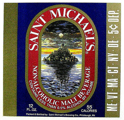 Saint Michaels Brewing SAINT MICHAELS NON-ALCOHOLIC MALT BEVERAGE label PA 12oz