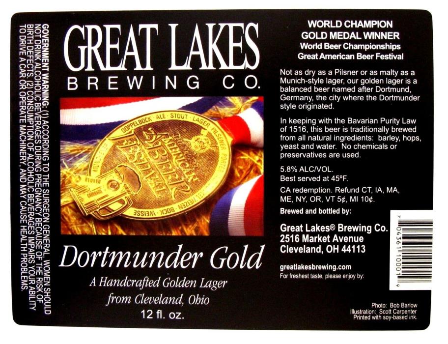 Great Lakes Brewing DORTMUNDER GOLD  beer label OH 12oz - round corners