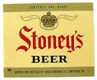 Jones Brewing Co STONEY'S BEER  label PA 32oz