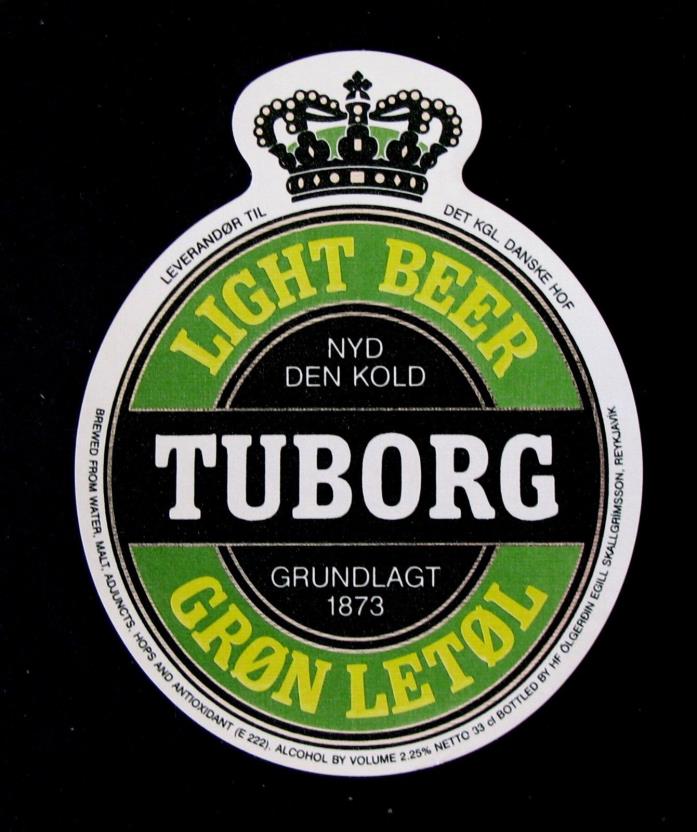 Tuborg Breweries TUBORG LIGHT BEER - GRON LETOL label DENMARK 33cl Var. #6