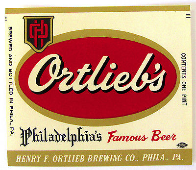 Henry F. Ortlieb Brewing  ORTLIEB'S - PILADELPHIA'S FAMOUS BEER label PA 16oz