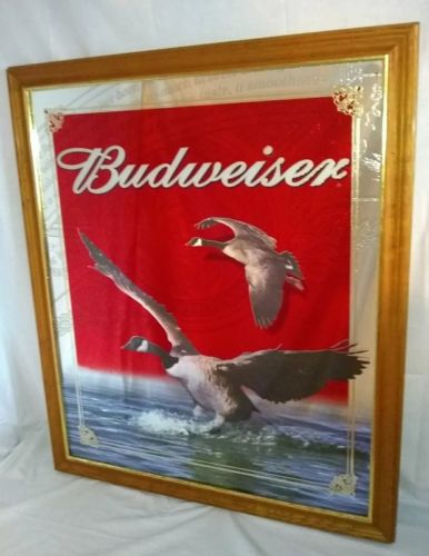 LARGE BUDWEISER BEER CANADIAN GEESE MIRROR-RARE BAR WILDLIFE MIRROR-NICE!