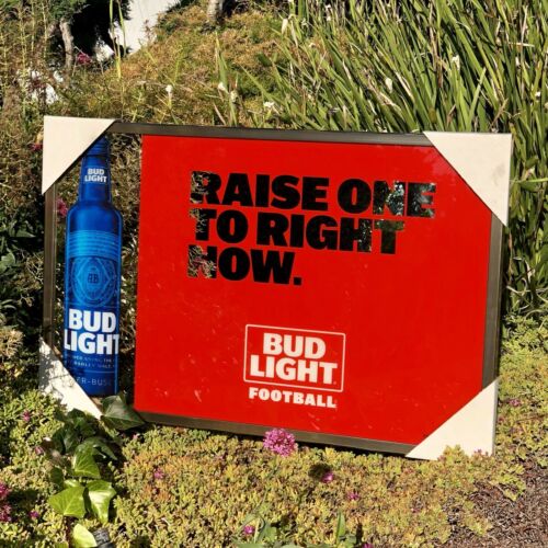 Bud Light Raise One To Right Now Football Beer Bar Pub Man Cave Mirror New Sign