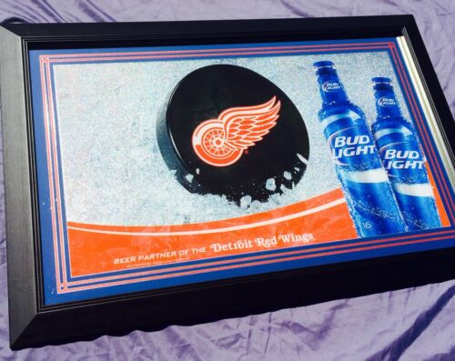 Bud Light Detroit Red Wings NHL Hockey Beer Bar Pub Man Cave Mirror  