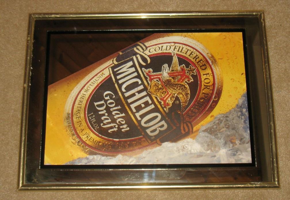 Michelob Golden Draft 1990 Mirror Beer Sign Man Cave Bar