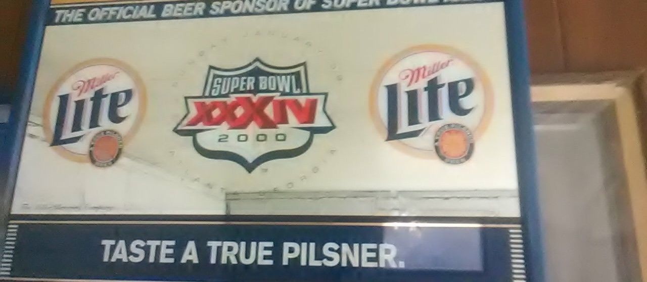 super bowl Miller light framed bar mirror