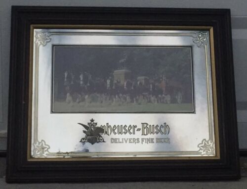 Vintage Budweiser Clydesdale Horses Anheuser-Busch St. Louis Mirrored Picture