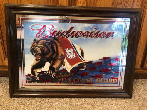 Budweiser  US Coast Guard  Mirror  Awesome   Framed 20x27