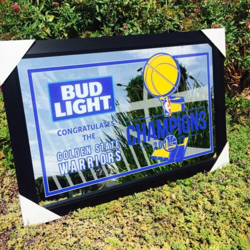 Bud Light Golden State Warriors NBA Champs Basketball Beer Bar Man Cave Mirror