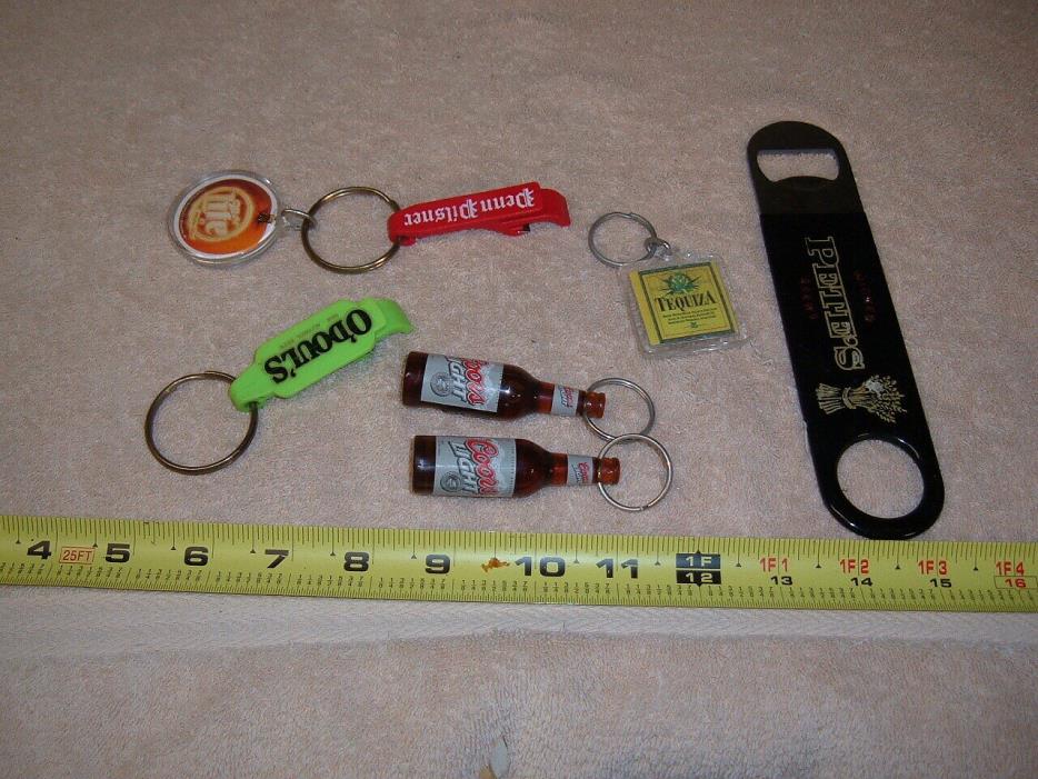 Lot of 5 Alcohol Related KEYCHAINS + 1 bottle opener