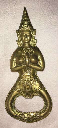 Vintage Brass Asian Thailand Thai Buddha Dancer Goddess bottle OPENER