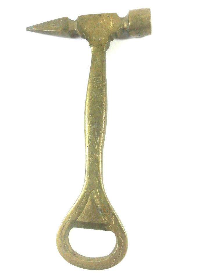 Solid Brass Bottle Opener Ice Pick Hammer Made In India 12 J Man Cave