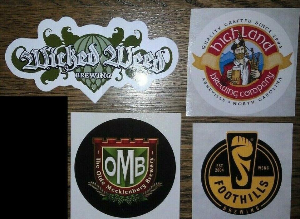 4 BEER Sticker lot IPA Craft brewery Wicked Weed decal ALE Foothills highland 25