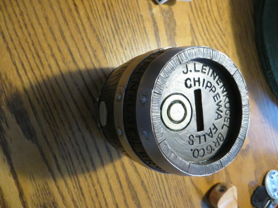 J.LEININKUEGEL BREWING CO.CHIPPEWA FALLS BEER KEG COIN BANK COLLECTIBLE
