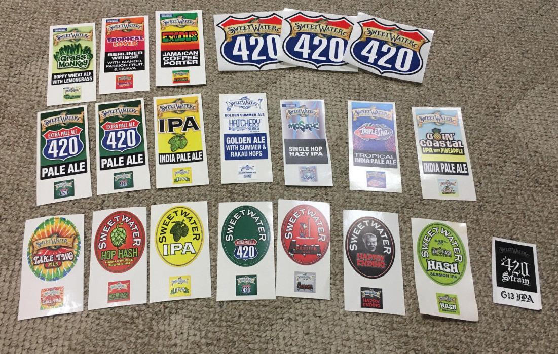 21 Rare Tap Handle/Logo Stickers/Decals for Sweetwater Brewing Company Beer