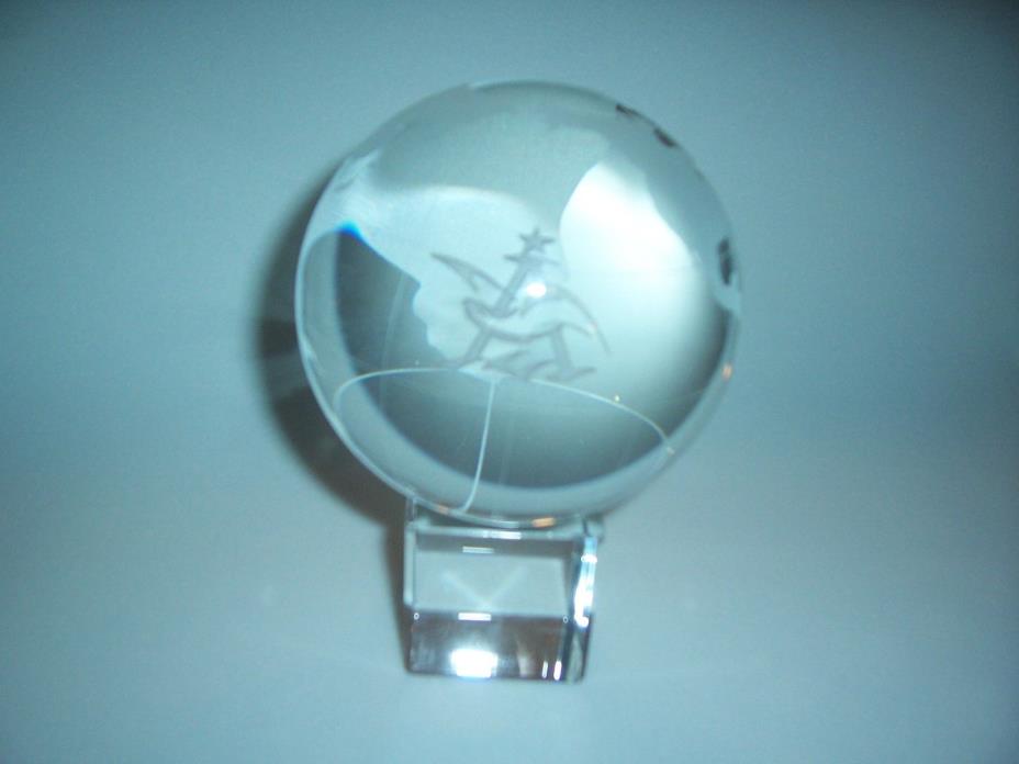 Anheuser-Busch Logo Crystal Etched Glass World Globe NIB