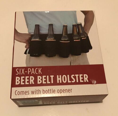 Beer & Soda 6 Can Or Bottle Holster Belt With Opener