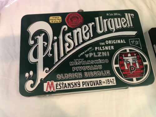 Pilsner Urquell, Green Tin Promo Lunch Box 7x10x5,  No Beer