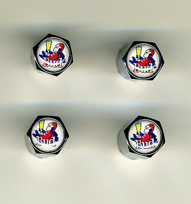 Budman Budweiser 4 Chrome Plated Brass Tire Valve Caps Car or Bike Golf Carts