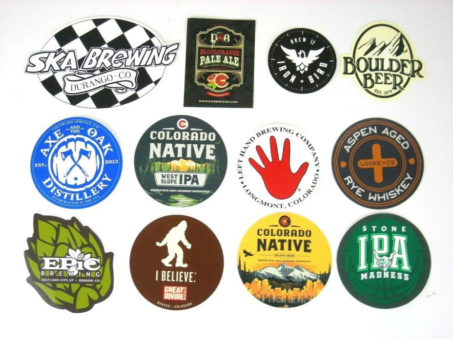 Colorado Brewery Stickers Lot of 12 Colorado Craft Beer & Distillery