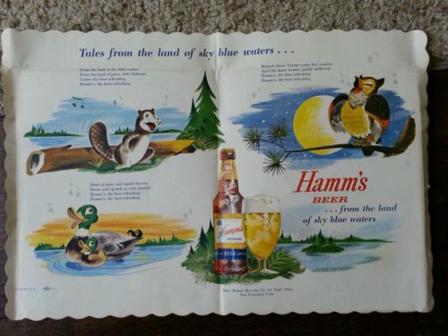 Vintage 1940's/50's HAMM'S BEER Paper Placemat