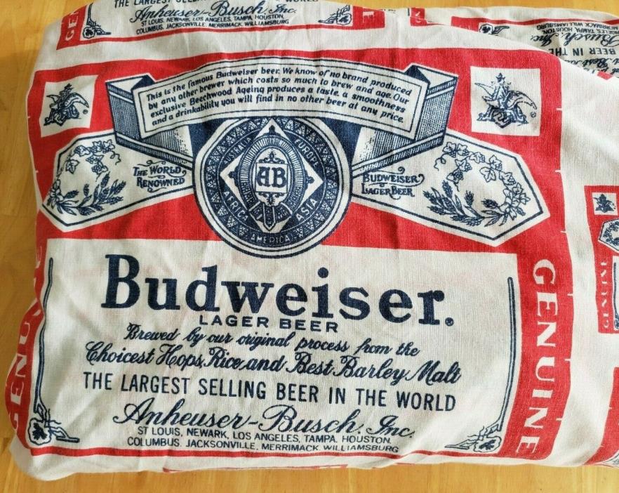 Vintage Budweiser Lager Beer Anheuser Busch Beer King Size Fitted Sheet 70' 80s