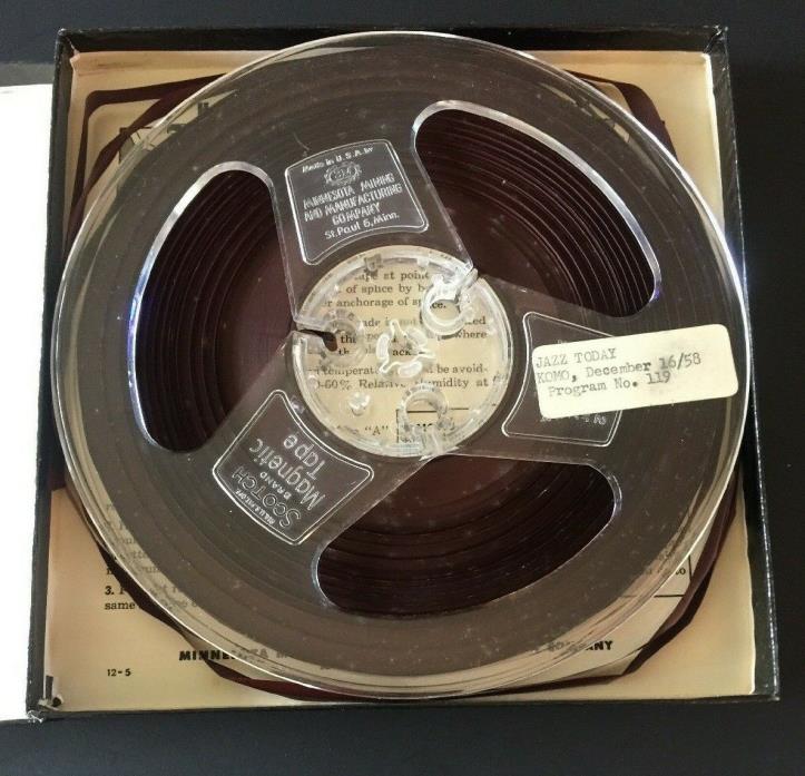 Reel-to-Reel JAZZ TODAY Radio Program 119/1958 Kessel, Monk Rainier Beer Ad