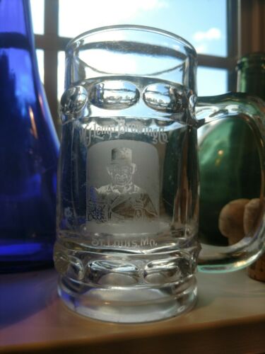 Antique W.J. Lemp Brewing Co St. Louis, Mo  etched glass handled beer mug