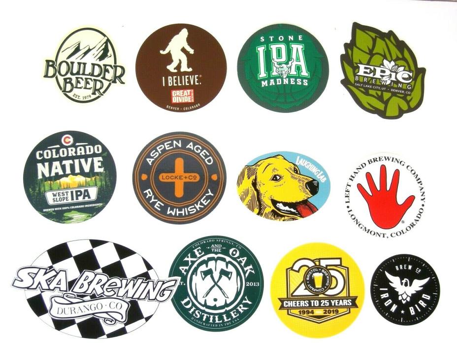 Colorado Beer Stickers Lot of 12 Colorado Craft Brewery & Distillery