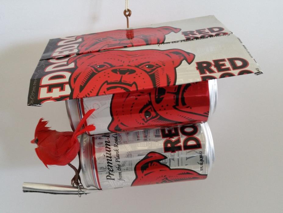 RED DOG BEER Plank Road Brewery CAN SCULPTURE ART Bird House  NEW VINTAGE
