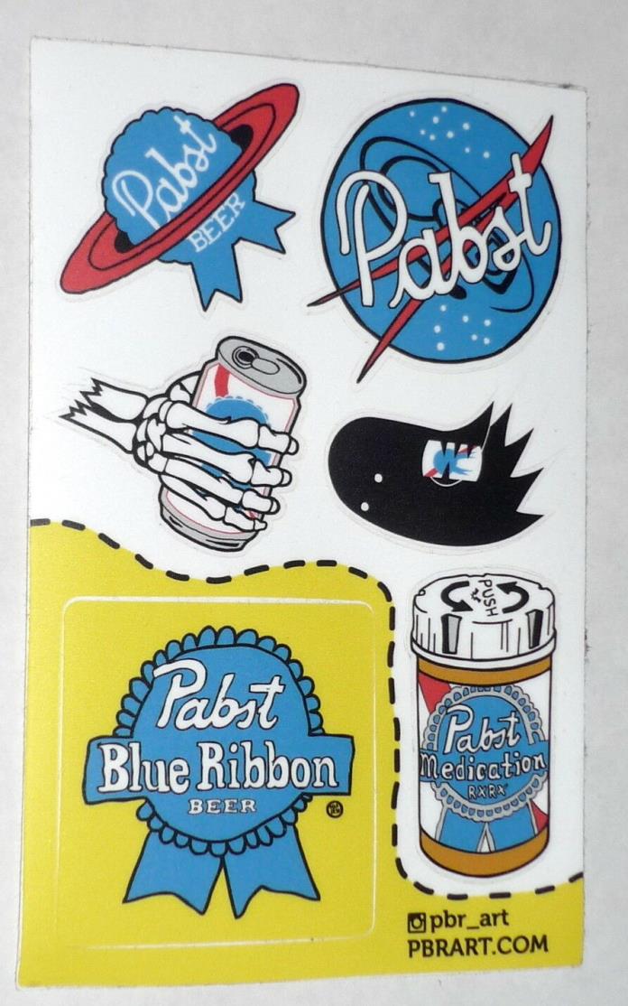 Pabst Blue Ribbon Beer PBR ART Limited Edition Sticker SHEET NASA Skull Pills