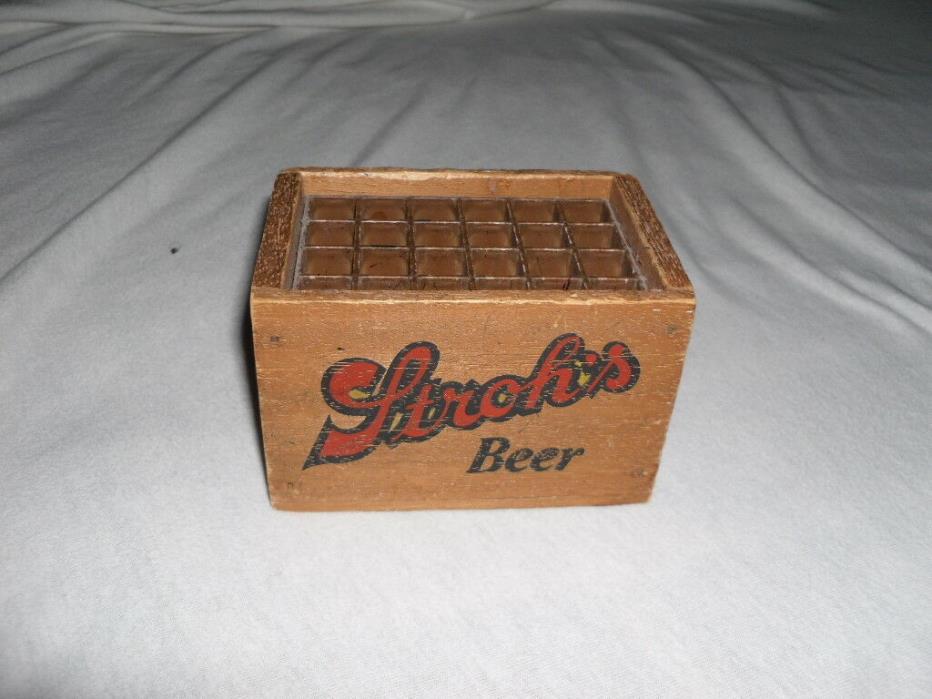 RARE MINIATURE STROHS BEER CASE WOODEN CRATE 1984 STORE Advertisment