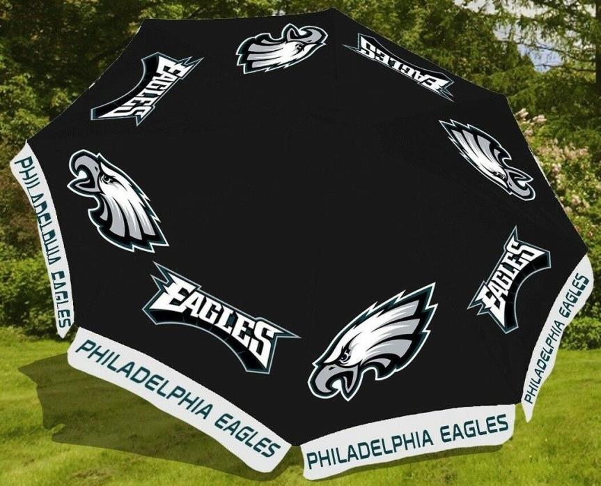 PHILADELPHIA EAGLES NFL FOOTBALL 9 ft UMBRELLA MARKET PATIO STYLE EUC HUGE