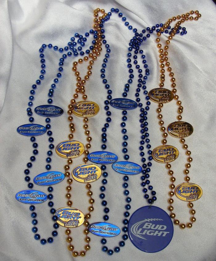 Budweiser Bud Beer - NFL L.A. RAMS Blue and Gold Mardi Gras Party Bead Necklaces