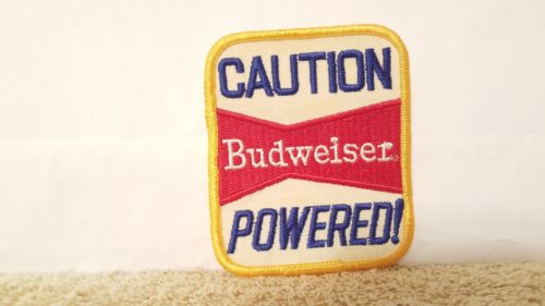 Advertising Budweiser Caution Powered Beer Patch 3 1/2 x 3 inches