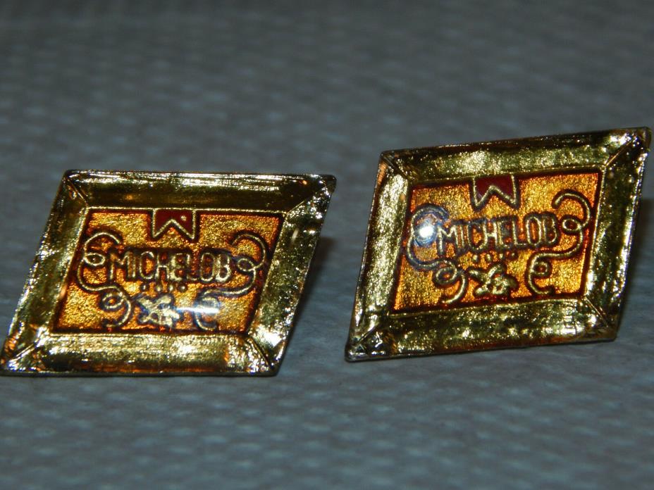 (2) 1980's MICHELOB Beer Anheuser-Busch Enamel Lapel Gold Tone Pin
