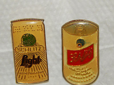 (2) NOS 1980's Schlitz & Schlitz Light Beer Can Tie Vest Hat Pins