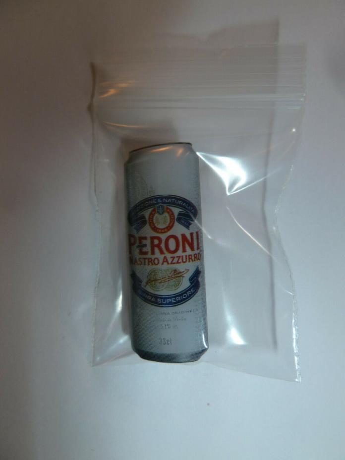 Peroni Italian beer can shaped promo metal lapel pin brewery white import NEW!