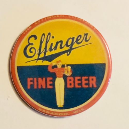 Effinger Beer Pinback Button, Baraboo, Wisconsin, Reproduction