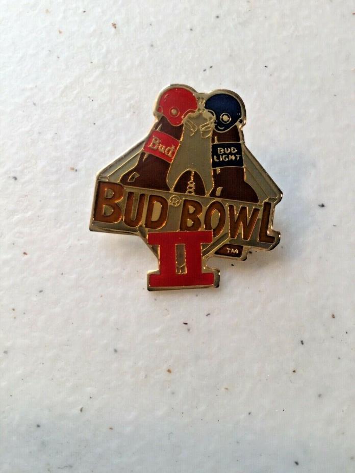 2 Bud Bowl II 2 PINS Super XXIV 1990 NFL Football Anheuser-Busch Beer Hat Lapel