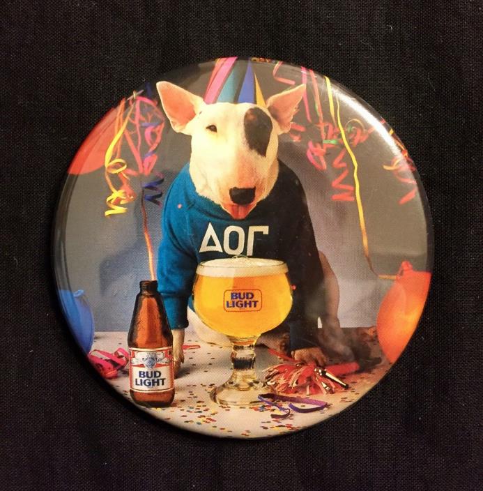 Spuds MacKenzie Bud Light Beer Advertising Pin Back Button 1985