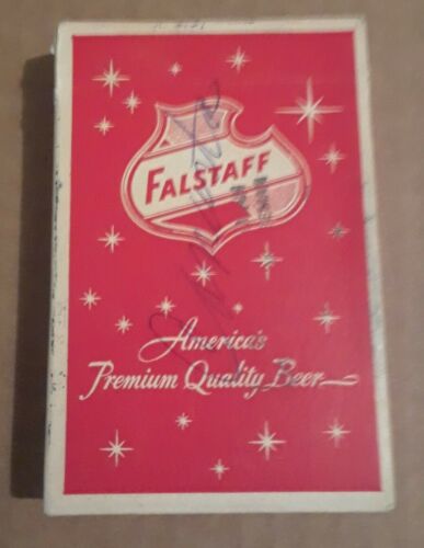 FALSTAFF beer 1950's FULL DECK of PLAYING CARDS jokers and box Vintage Cards